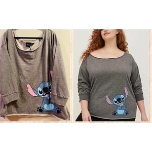 New Torrid 4 (4X, 26) Disney Lilo and Stitch‎ Off Shoulder Pullover Sweatshirt